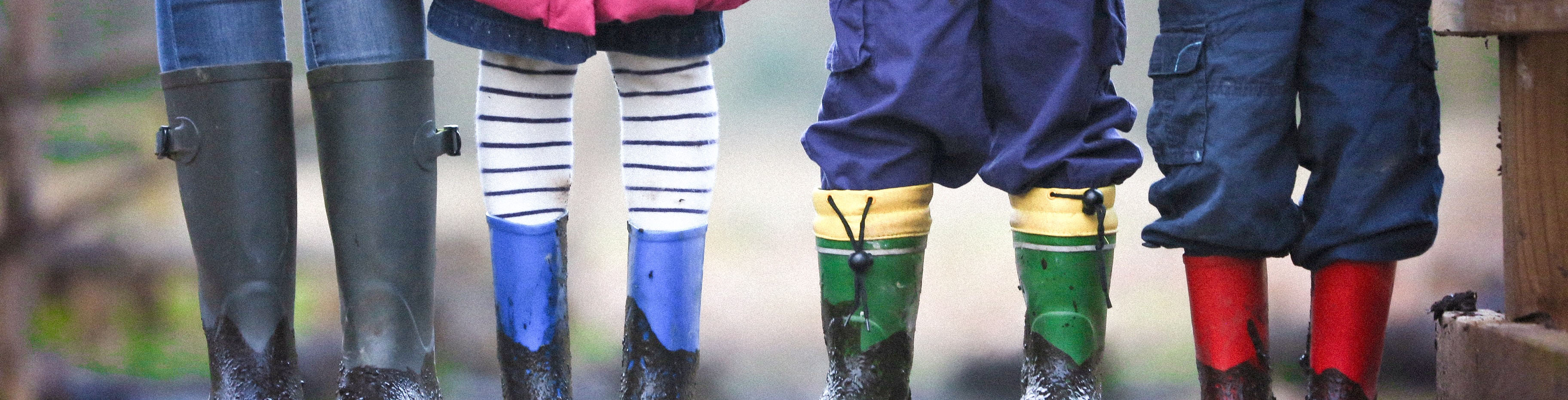 Children wearing rain boots